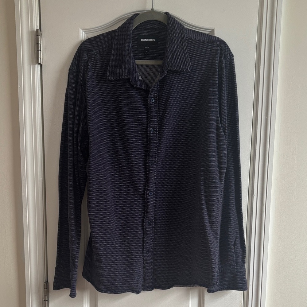 Bonobos Men's Navy Button Down Shirt, Slim Fit